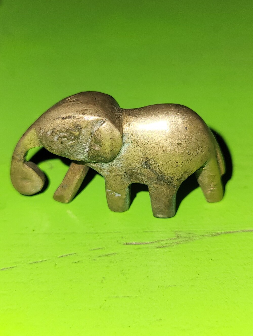 Vintage Small Brass Elephant Figurine Mid Century Modern Knick-Knack